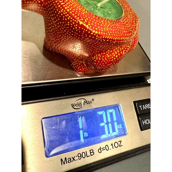 Oaxacan Mexican Stone Hand Painted Signed Bunny Rabbit Tea Light Heavy - Picture 3 of 10